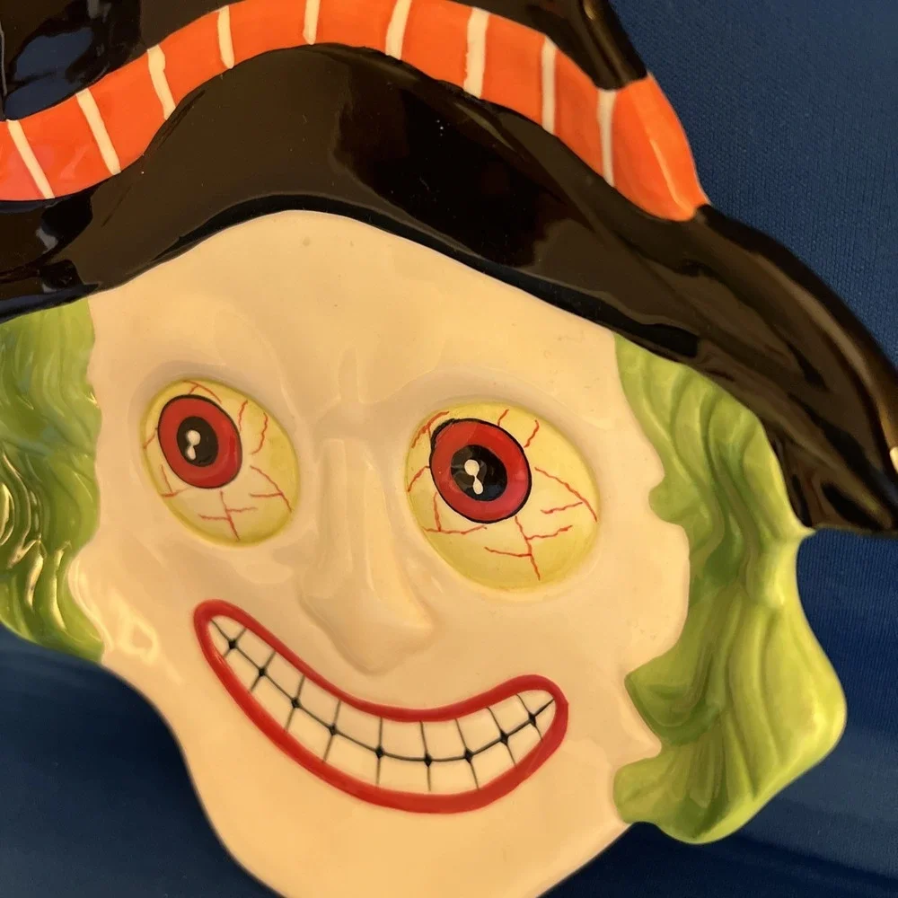 Vintage Lillian Vernon Face Plate Candy Tray Halloween Ceramic Fall Decor